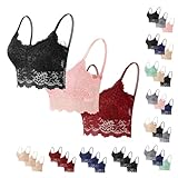 KODMNSW 3er Pack Bustier Damen Ohne Bügel Push up Sexy Spitzen BH Sport BH Tank Top Vollschalen Büstenhalter Crop Top Gepolstert BHS für Damen und Mädchen Meine Bestellungen Anzeigen Schwarz M