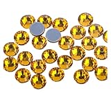 JCUIYyo Strasssteine, zum Aufbügeln, Strasssteine, Glas, zur Befestigung an Heißnähten und Stoffen, Dunkelgelb, 6,6 mm