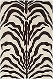 SAFAVIEH Zebra Teppich für Wohnzimmer, Esszimmer, Schlafzimmer - Cambridge Collection, Kurzer Flor, Elfenbein und Braun, 122 X 183 cm