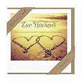 bsb - Hochzeitskarte Herzen am Strand - Nature Cards - Nachhaltige Karte zur Hochzeit mit Umschlag - Glückwunschkarte zur Hochzeit 15,5 x 15,5 cm