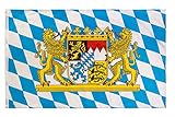 aricona Bayern Flagge - Freistaat Bayern Fahne 90 x 150 cm mit Messing-Ösen - Wetterfeste Fahne für Fahnenmast - 100% Polyester