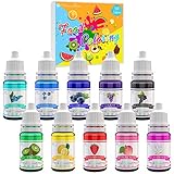 DecorRom Lebensmittelfarbe 10 Farben - Hochkonzentrierte Flüssige Lebensmittel Farbe Set für Kuchen Backen, Bunte Farbstoffe für Kunsthandwerk Einfärben - 10ml jeder