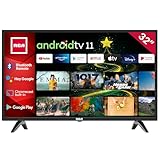 RCA RS32H2 Android Smart TV 32 Zoll (80 cm) mit Google Assistant, Chromecast, Netflix, Prime Video, Google Play, YouTube, Disney+, WiFi, BT-Fernbedienung mit Mikrofon, Triple Tuner