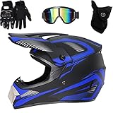 Lipeed Motocross Helm mit Handschuhe, Maske und Brille - Unisex Motorradhelm für Off-Road, ATV - Schutzhelm für Männer und Damen