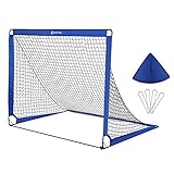 EXTFANS 2-in-1 Fußballtor für Kinder | 120cm / 150cm Faltbares Soccer Tor mit 5 Zielscheiben & Tragetasche | Robuster Outdoor Fussballtore mit 4 Heringen für Garten, Strand, Park (4' X 3' (120*90cm))