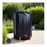 HOFUNTRE Wasserfass for Gartenwasserfänger，PVC-Regenwassersammeltonne，Aus Reißfestem Und Druckfestem Gewebe, Geeignet for Den Langzeitgebrauch Und Stabile Struktur(Black,200L)