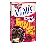 Dr. Oetker Vitalis Knusper Brownie Style Müsli 4er Pack Vitalis Müsli mit Vollkorn-Haferflocken, Brownie, Granola und fettarmem Kakao. Für Fans von schokoladigem Müsli