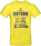 Herren T-Shirt Dortmund You'll Never Walk Alone YNWA Jahreszahlen Schwarz Gelb Ruhrpott Finale und Stadion aus Baumwolle Damen Unisex Pokal Farbe Gelb, Größe S