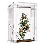 Amopatio Tomatengewächshaus, Foliengewächshaus Klein mit Atmungsaktives Fenster/verstärkter PE-Abdeckung/Erdhaken/Rolltor, 100 x 50 x 150 cm, Tomaten Gewächshaus für Garten, Balkon, Terrasse