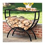 HBOOMOEM Kaminholzregal Innen AußEn，Brennholzregal Aus Metall，Holzregal Kaminholz Aufbewahrung FüR Brennholz，Geeignet FüR Kamin, Terrasse, Garten.