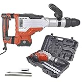 Matrix Profi Abbruchhammer Stemmhammer Schlaghammer Meißelhammer Betonhammer SDS Max EDH 1700-2 | 1700W | 40J | 11kg | 2100bpm | regulierbare Geschwindigkeit | inkl. Spitzmeißel, Flachmeißel im Koffer