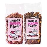 Einhorn Mina – Frühstücks-Müsli 2er Set Kennlernpaket: 500g Knusper-Schoko-Müsli und 500g Knusper-Himbeer-Kokos-Müsli I Granola Crunchy I Schokomüsli
