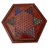 BESTonZON 1 Satz Hexagon Holz Checkers Label Partytisch-brettspiel Chinesische Strategiespiele Reisespielzeug Für Kinder Brettspiele Für Kinder Lernspielzeug Für Kinder Brown Glas