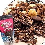 CRUNCHOLOGY Keto Müsli mit Schokolade, Low Carb Müsli Ohne Zucker zusatz | Low Carb Lebensmittel Granola | Low Carb Süßigkeiten | Ketogene Schokoladenmüsli 3x300g Multipack