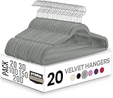 Utopia Home - Antirutsch-Kleiderbügel aus Samt - rutschfeste und strapazierfähige Kleiderbügel aus Samt - Stark genug, Jacken und Pullover zu halten (Grau, 20er-Pack)