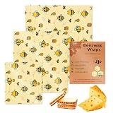 Bienenwachstücher Für Brot Und Lebensmittel | Wiederverwendbare Nachhaltige Bio-Wraps Für, Käse, Sandwiches | 3 Stück Umweltfreundliche Alternative Zu Frischhaltefolie