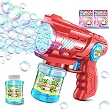 Seifenblasenpistole Kinder Seifenblasenmaschine Seifenblasen Machine: LED Licht Blasen Elektrisch Mit 100 ML Tank Blau Automatische Bubbles Maker Für Kids Shooter Party Spielzeug（Rosa）
