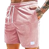 Generisch Corduroy Kurze Hosen Herren Sommer Freizeithose Leichte Strandshorts mit Taschen Outdoor Sport Shorts