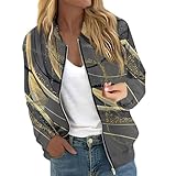 Rosennie Meine Bestellungen Anzeigen 2024 Trachtenjacke Damen Funktionsjacke Damen Sommer Jacke Damen Bomberjacke Teenager Mädchen Bomberjacke Damen Vintage Lang Leichte Steppjacke (Gold, L)