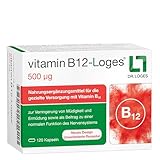 vitamin B12-Loges® 500 ug - 120 Kapseln - Hochdosiertes Hydroxo-Cobalamin - Zum Diätmanagement bei gestörter Vitamin B12-Aufnahme - mit Depot-Effekt - ohne Titandioxid