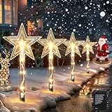 Acryl Weihnachtsbeleuchtung Außen,4 Stück LED Gartenstecker Set,Weihnachtsdeko Outdoor,LED Gartenstecker Weihnachten,Lichterkette Außen,Garten Lichterkette,Weihnachtsbeleuchtung für Garten,Terrasse
