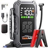 YaberAuto Starthilfe Powerbank mit Luftkompressor, 150PSI 5500A Auto Starthilfe, Starthilfe Powerbank, Starthilfe Auto (All Benzin und 10.0L Dieselmotor) mit LCD Bildschirm und 500 Lumen Notlicht