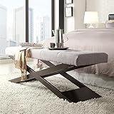 Bettbank, moderne Schuhbank für den Eingangsbereich, mit Metallfuß, mit Leinen gepolstert, stilvolles Wohnzimmermöbel, 110 x 35 x 40 cm