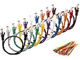 MutecPower 0.5m CAT5E Netzwerk Ethernet -Patch-Kabel UTP - mit 2X RJ45 Stecker Set “10 Stück, 10 Farben“ (100 Kabelbinder in der Packung enthalten) 0.5 Meter 10-Pack