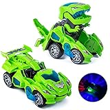 Yellcetoy Dinosaurier Transform Auto Transformator Spielzeug Automatische Transformierung Dinosaurier Spielzeug Auto mit Blinkenden Lichtern und Sound Auto Spielzeug für 3-7 Jahre alte Jungen Mädchen