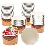 MATANA 50 Eisbecher aus Pappe für Partys & Kindergeburtstags (240ml) - Eiswaffel Design - Waffelbecher, Eisschalen, Dessertschalen Einweg, Eisbecher Waffel, Eis Pappbecher