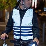ABUS Warnweste Lumino Urban Vest - voll reflektierende Sicherheitsweste für bessere Sichtbarkeit bei Nacht - für Erwachsene - mit Reißverschluss - Größe L