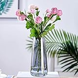 Vzmiza Grau Glas Vase - Vasen Deko Für Moderne Heimdekoration - BlumenVase Für Pampasgras - Deko Vasen Für Deko Aesthetic - Vasen Glas für Hochzeit - Große Blumenvase für tulpen-Esstisch - Wohnen