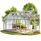 GARDEBRUK® Gewächshaus Aluminium 7,2m² 380x190cm inkl. 4 Dachfenster Tomatenhaus Treibhaus Anzuchthaus Garten Frühbeet Pflanzenhaus Aufzucht 11,73m³