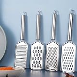 4pc Gourmet Gemüsereibe 25 x 5.8 cm, Küchenreibe Edelstahl Aufsätzen zum Hobeln, Multireibe, Raspeln, Reiben und Schneiden, Kartoffelreibe, Gurkenhobel (4pc)