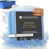 NASSWERK® Algizid für Pool flüssig 5L | Algenvernichter Pool um grünes Poolwasser klar bekommen | Poolklar Anti Algenmittel Pool & Whirlpool | Pool Algenvernichter mit Klareffekt Algezid Algenverhüter