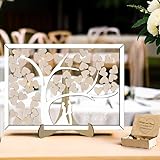 JLSKCN Personalisierte Gästebuch Hochzeit aus Holz mit 50-100pcs Hölzernen Herzen, Alternative Hochzeitsgästebuch, Baum des Lebens, Hochzeit, Dekoration, Hochzeitsgeschenk