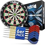 DartPro - DAS ORIGINAL - Dartscheibe mit Pfeilen - Profi Steeldartscheibe aus hochwertigstem Sisal - Dartboard inkl. Montageset - Dart Scheibe mit 6 Gratis Dartpfeilen