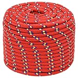 ZEYUAN Bootsseil Rot 14 mm 25 m Polypropylen, Ankerleine, Boot Fenderleine, Festmacherleine, Tauwerk, Kletterseil, Wurfleine, Schaukelseile, Schwimmleine