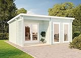 Alpholz Gartenhaus Orkus-44 aus Massiv-Holz | Gerätehaus mit 44 mm Wandstärke | Garten Holzhaus inklusive Montagematerial | Geräteschuppen Größe: 540 x 420 cm | Pultdach