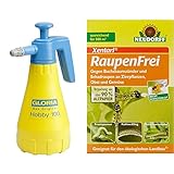 GLORIA Drucksprüher Hobby 100 | 1,0 L Sprühflasche | Gartenspritze mit Verstellbarer Düse & Neudorff 587875 Raupenfrei Xentari 25g gegen Buchsbaumzünsler an Buchsbäumen, 40 x 30 x 30 cm