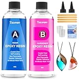 Teexpert Epoxidharz mit Härter, 16oz Hochglanz epoxidharz Set, Blasenfreies Beschichtungs- und Gießharz für DIY-Kunst, Schmuck, Untersetzer, Weihnachtsdekorationen, Tischplatten, Formen, Holz