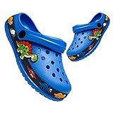 Aisprts Unisex Clogs Kinder Gartenschuhe für Jungen Mädchen rutschfeste Gartenclogs Dinosaurier Pantoletten Kinder Gummi Hausschuhe Sommer Kinder Hausschuhe Latschen (26,SBU)