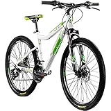 Galano GX-26 26 Zoll Damen/Jungen Mountainbike Hardtail MTB (Weiss/grün, 44cm)