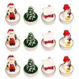 PLLYPE Mini Weihnachtskerzen Teelichter,12 Stück Weihnachtskerzen Weihnachtsmann Schneemann, Weihnachtsmann Schneemann Kerzen, Weihnachtsteelichter Kerzen, für Haus Hochzeit Party Geschenke