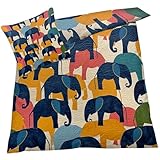 YELDAN Bettwäsche 140x200 Elefant, Tiere Kinder Bettbezug, Bettwäsche-Sets 2 teilig, Weich & Bügelfrei Mikrofaser Wendebettwäsche und 1 Kissenbezug 80x80 mit Umschlag