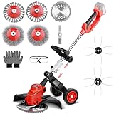 800W Akku Rasentrimmer Kompatibel mit Makita 18V Akkus | 8000 U/min 5-in-1 Freischneider inkl. Kantenschneider & Unkrautbürste | Mit Hilfsgleitrad für präzise Gartenkanten (ohne Akku)