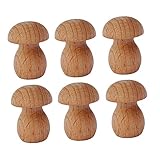 STOBOK 6St Süße kleine Pilze Mikro-Landschaftsschmuck Mini-Ornament Pilzverzierung Mini-Pilz unbemalt buchregal dekoration bescherung weihnachten Simulationspilz unfertiger Holzpilz Brown