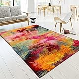 Mias Teppiche Teppich Wohnzimmer Schlafzimmer Jugendzimmer Kurzflor Modern Vintage Bunt Abstrakte Muster, Grösse:80x150 cm, Farbe:Bunt 5