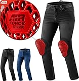 SHIMA RIDER Motorrad Jeans Herren mit Protektoren AIRFORCE Knieprotektoren Motorradhose Kurzgrößen Hosen Motorradjeans für Herren Protektorenhose Textilhose Jeanshose Lang (Männer, Schwarz, 30/32)