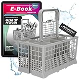 McFilter I 240 x 140 mm I Universal Besteckkorb ROBUSTER BODEN passend für verschiedene Geschirrspüler Spülmaschinen I Maße: hitzebeständiger Kunststoff I abnahmbarer Tragegriff, Ersatzteil, Zubehör